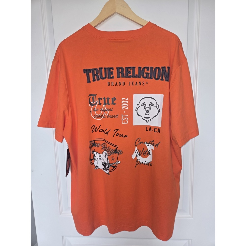 True Religion Mens T Shirt 2XL XXL Orange NWT